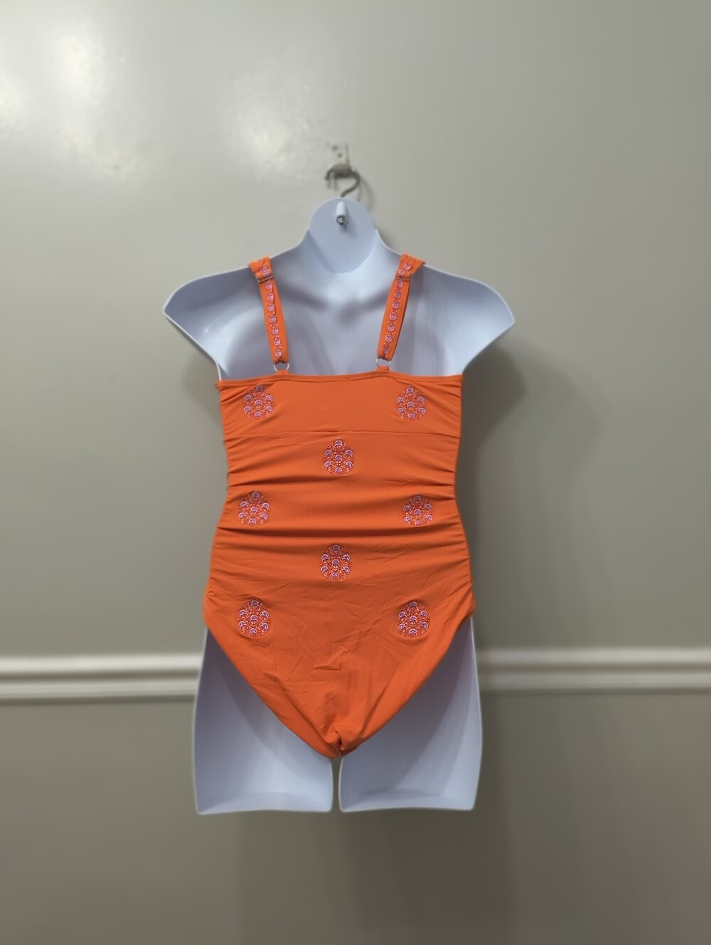 Sundance Pallua Embroidered One-Piece  Swimsuit Tangerine L Boho Beach Pool - Picture 5 of 14